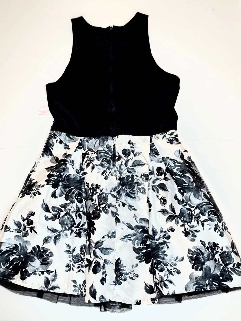 The‎ Children's Place Girls Black & White Floral Fit-and-Flare Dress size 14